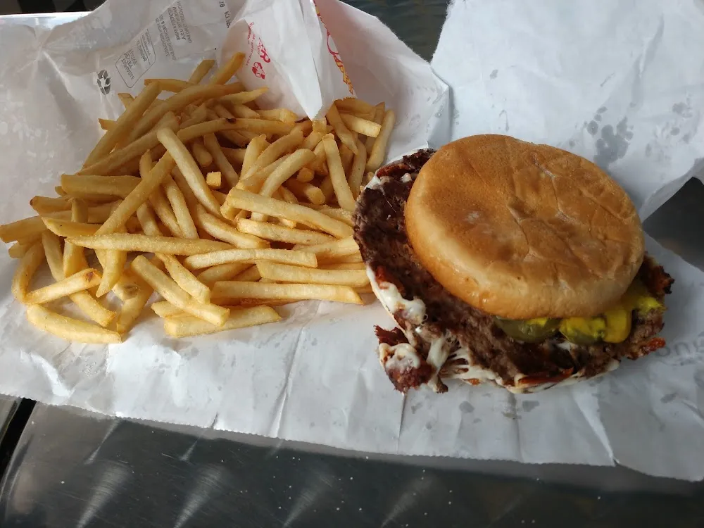 Double Motzarella Burger and Fries